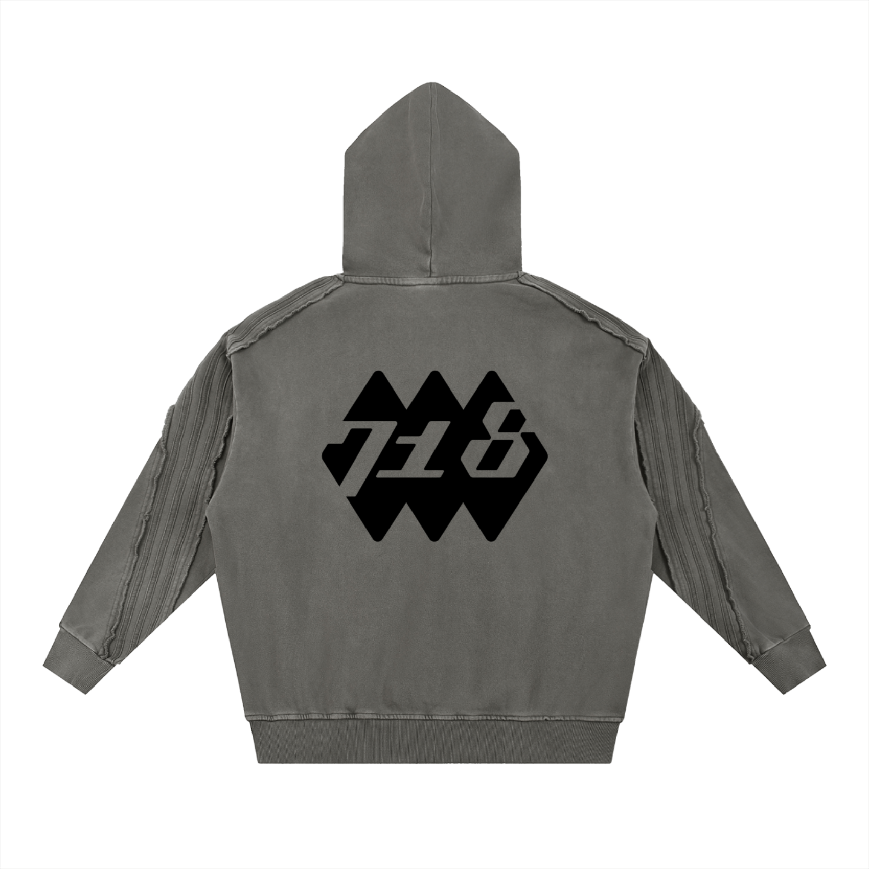 Snow Washed Tape Raw Edge Hoodie